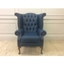 Picture of Queen Anne Scroll Wing Chair without Castors - in Shelly - Majorca Blue