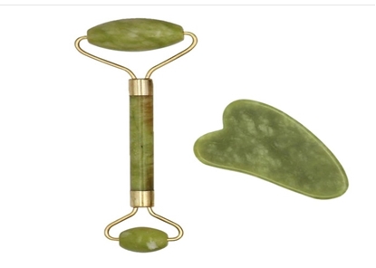 Picture of Jade Roller and Gua Sha Scraping Massaging Tool, Anti-Aging Natural Massage Stones  