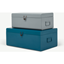 Picture of Daven Set of 2 Metal Storage Box Trunks, Teal & Grey