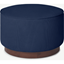 Picture of Hetherington Large Wooden Pouffe, Midnight Corduroy Velvet with Dark Stain Wood