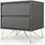 Picture of Elona Bedside Table, Charcoal and Brass
