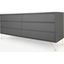 Picture of Elona Wide Chest Of Drawers, Charcoal & Brass
