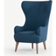 Picture of Custom MADE Bodil Accent Armchair, Thames Blue with Light Wood Leg