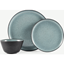 Picture of Krisha 12 Piece Reactive Glaze Dinner Set with Cereal Bowls, Turquoise & Charcoal