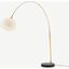 Picture of Bow Large Overeach Arc Floor Lamp, Brass, Black Marble & Opal Glass