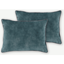 Picture of Castele Set of 2 Luxury Velvet Cushions, 35x50cm, Teal with Grey Piping