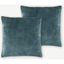 Picture of Castele Set of 2 Luxury Velvet Cushions, 50x50cm, Teal with Grey Piping