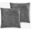 Picture of Castele Set of 2 Luxury Velvet Cushions, 50x50cm, Grey with Teal Piping