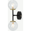 Picture of Globe Wall Light,  Black, Antique Brass and Smoked Glass