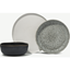 Picture of Zaeden 12 Piece Mixed Reactive Glaze Dinner Set, Off White, Mottled Grey & Charcoal