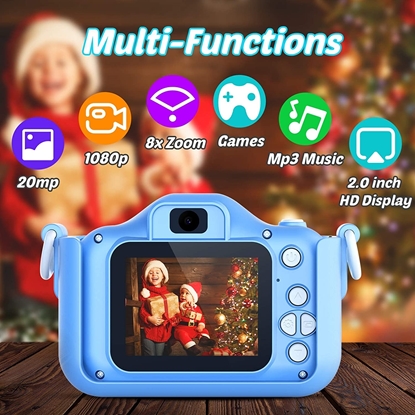 Picture of AOKEY Kids Camera for Kids 1080P HD 8x Focus Video Recorder 32GB SD Card/2 Inch IPS Screen, Blue