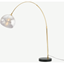 Picture of Bow Large Overeach Arc Floor Lamp, Brass, Black Marble & Smoke Grey