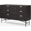Picture of Haines Wide Chest of Drawers, Charcoal Black Mango Wood & Brass