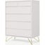 Picture of Elona Tall Multi Chest of Drawers, Ivory White & Brass