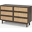 Picture of Pavia Wide Chest of Drawers, Natural Rattan & Walnut Effect