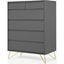 Picture of Elona Tall Multi Chest of Drawers, Charcoal & Brass Legs