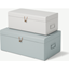 Picture of Daven Set of 2 Metal Storage Box Trunks, Soft Blue & Off White