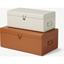Picture of Daven Set of 2 Metal Storage Box Trunks, Burnt Orange & Off White