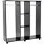 Picture of HOMCOM Double Mobile Open Wardrobe With Hanging Clothes Rails Storage Shelves Organizer Bedroom Furniture-Black