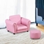 Picture of HOMCOM Single Seater Kids Sofa Set Children Couch Seating Game Chair Seat Armchair w/ Free Footstool (Pink)