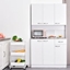 Picture of HOMCOM 4-Door Wooden Multi Storage Kitchen Cabinet Cupboard Shelf Organizer Microwave Cart Display-White
