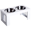 Picture of Pawhut Stainless Steel Pet Feeder, 58.4Lx30.5Wx25.4H cm-White