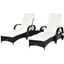 Picture of Outsunny Rattan Garden Lounger Outsunny Black Wicker Sun Lounger Chair Rattan Furniture Set of 2pcs