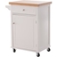 Picture of HOMCOM Kitchen Island, MDF, Stainless Steel Top-White/Bamboo colour