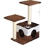 Picture of Pawhut Cat Tree Cat Scratcher Pet Condo Play House Activity Center Cat Furniture With Dangling Toy Scratching Post 70 cm Brown