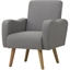 Picture of HOMCOM Nordic Armchair Solid Wood Curved Chair Living Room Linen