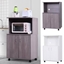 Picture of Rolling Kitchen Trolley 2-Door Storage Cabinet Microwave Cart w/ Wheels