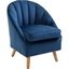 Picture of HOMCOM Decadent Single Lounge Chair in Velvet-Look Upholstery w/ Wooden Legs Navy