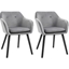 Picture of HOMCOM Velvet Tufted Set Of 2 Kitchen Dining Armchairs Grey