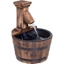 Picture of Outsunny Wood Barrel Pump Patio Water Fountain Water Feature Electric Garden