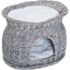 Picture of PawHut 2-Tier Elevated Cat Bed Basket W/Cushion-Grey