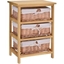 Picture of HOMCOM 3 Drawer Wicker Basket Storage Shelf Unit Wooden Frame Home Organisation Cabinet Bedroom Office Furniture Natural Finish 58x40cm