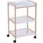 Picture of HOMCOM Mobile Serving Trolley Kitchen Cart Bamboo 3-Tier 75cm Rolling Wheels White