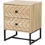 Picture of HOMCOM Bedside Table 2 Drawer Unit Zig Zag Design w/ Black Metal Handles Melamine Finish