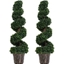 Picture of Outsunny PE Set of 2 Artificial Boxwood Spiral Topiary Plant Tree's Green