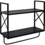 Picture of HOMCOM 2-Tier Wall Shelf Metal Frame Wood Shelves Bottom Rail Storage Rack Organisation Home Bedroom Kitchen Hallway Furniture 50x55cm Grey
