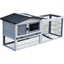 Picture of PawHut Small Animal Two-Level Fir Wood Hutch w/ Ramp Burnt Grey
