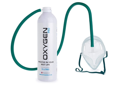 Picture of OXYGEN PRO Supplemental Oxygen 15 Litre Canister with Mask & Tube - 99.5% Pure Canned Oxygen Improve Performance, Increase Endurance & Accelerate Recovery