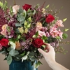 Picture of LUXURY AMORE bouquet with red and Victorian peach roses
