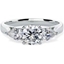 Picture of An elegant Round Brilliant Cut diamond ring with Pear shoulder stones in 18ct white gold