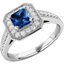 Picture of A stunning sapphire and diamond cluster with shoulder stones in platinum