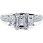 Picture of A stunning Emerald Cut diamond ring with shoulder stones in platinum (In stock)