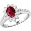 Picture of A classic ruby & diamond cluster style ring in 18ct white gold (In stock)