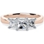 Picture of A classic three stone Princess Cut diamond ring in 18ct rose & white gold