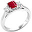 Picture of An elegant three stone ruby & diamond ring in 18ct white gold (In stock)