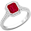 Picture of A beautiful ruby & diamond halo cluster style ring in platinum